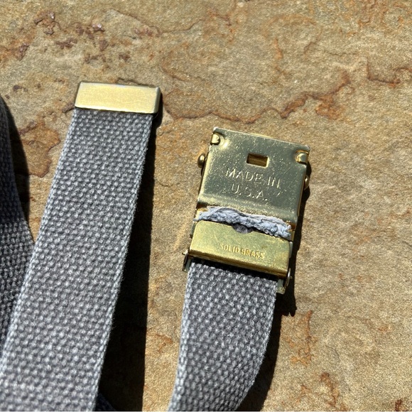 SOLD - Reworked Vintage 90s Grey Military Canvas Belt Made in USA Upcycled - Picture 5 of 5